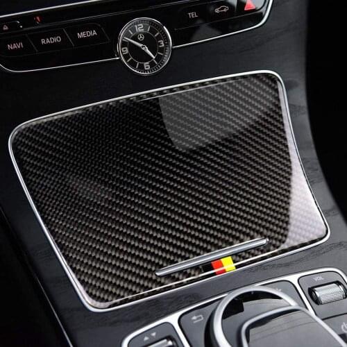 Carbon Fiber Interior Center Console Water Cup Holder Panel Cover Trim For Mercedes-benz C Class W205 C180 C200 GLC260