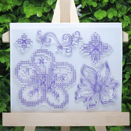 Cross flower stitch transparent clear stamps for Scrapbooking/Card Making/Sewing fabric/Stamp set stationery Decoration Supply