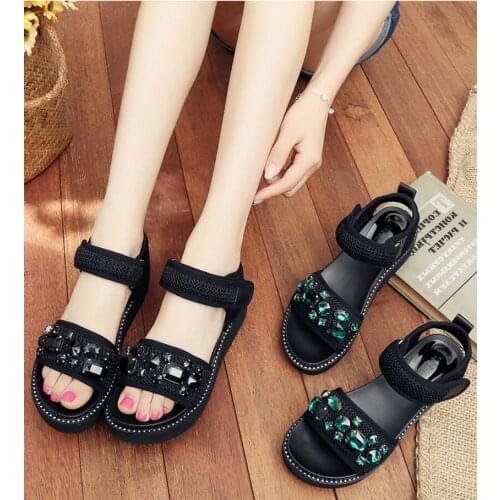2019 Shoes Women Sandals Crystal Platform Gladiator Sandals Women Summer Shoe Ladies Sandal Flat Platform Sandal sandalias mujer