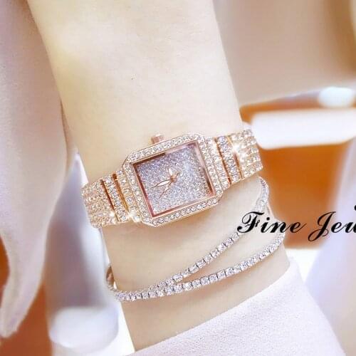 Diamond Women Luxury Brand Watches Rhinestone Elegant Dress Quartz Watches Gold Clock Wrist Watches For Women Relogio Feminino