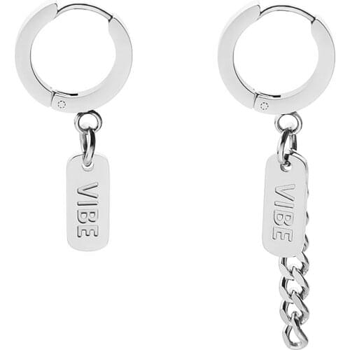 2021 Original Design Tag Earrings Trendy Mens Simple And Cold Style Chain Korean Square Earrings Women