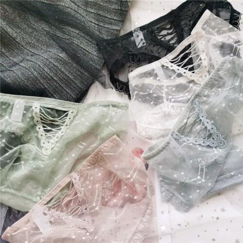 Hollow Out Womens Underwear Lingerie Sexy Coast Lace Edge Mesh Low Waist Panties Seamless Transparent Breathable Briefs Thong