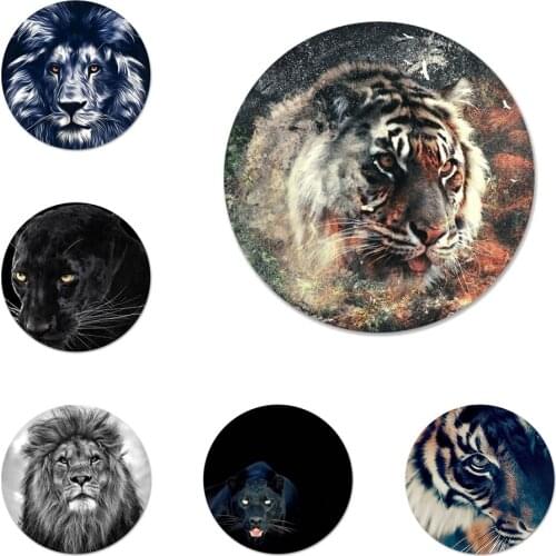 Tiger Panther Lion Icons Pins Badge Decoration Brooches Metal Badges For Backpack Decoration