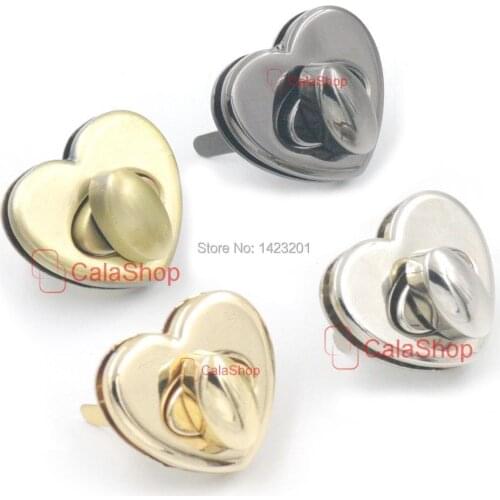 2 Pcs / Lot Turnlock Leather Craft Case Clasp Latch Closure Heart Shape Bag Purse Handbag Twist Lock