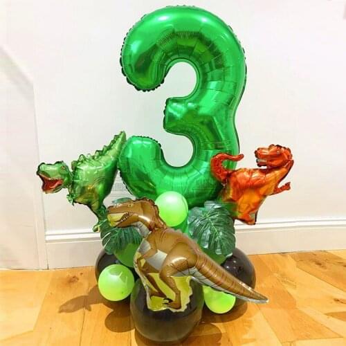 21pcs/Set Tropical Jungle Party Balloons Mini Dinosaur Balloon Safari Palm Leaf Birthday Party Decorations Kids Baby Shower