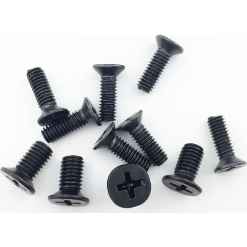 250 pcs one lot Flat head screws carbon steel screws M2 M2.5 M3 M3*4 M3*5 M3*6 screws black Nickel plated KM screws