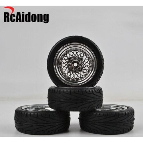 4pcs RC Rubber Tires Wheel Hubs For Tamiya TA03/TT-02/MF-01X 3RACING MST HPI HSP Redcat Racing Volcano EPX PRO Sakura D4