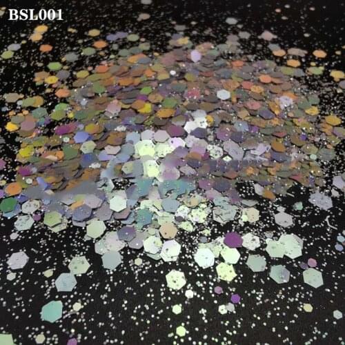 50g/ Bag Glitter Nail Sequins Holographics Powder Glitter Shining Irregular 3D Hexagon Colorful Sequins DIY Nail ArtDecoration