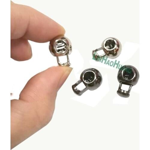 50pcs/lot round metal alloy stoppers toggle 4.5mm cord locks Drawstring lock one hole black/nickle color shock cord STP-012