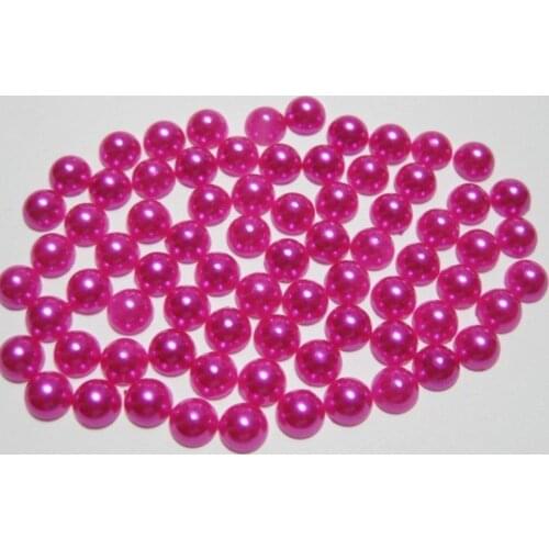 500 Hot Pink Half Pearl Bead 8mm Flat Back Round Gems Scrapbook Craft