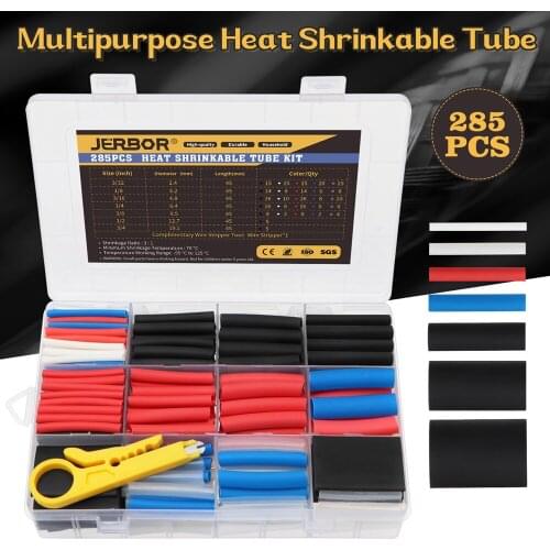 85pcs Assorted Polyolefin Heat Shrink Tubing Hollow Tube Sleeves Wrap Wire set 7 Sizes Multicolor / Black