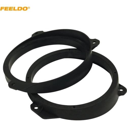 FEELDO 1pair 6.5" Black Car Speaker Spacer for Subaru Forester Rear Door Stereo Horn Refitting Rings Mat Mount Holder #HQ5609