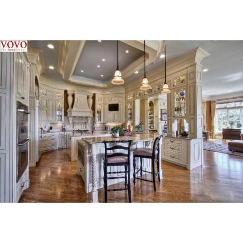 Off white solid wood kitchen cabinets