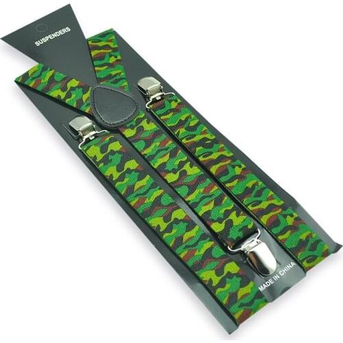 Free shipping 2.5cm/1inch wide "ARMY" #5 Pattern Suspender Unisex Clip-on Braces Elastic Slim Suspender Y- back Suspenders