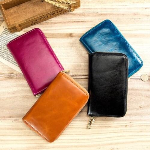Brand Genuine Leather Passport Card Holder Multi-functional Men Women High-Capacity Travel Documents Bag Zipper Wallets Purse