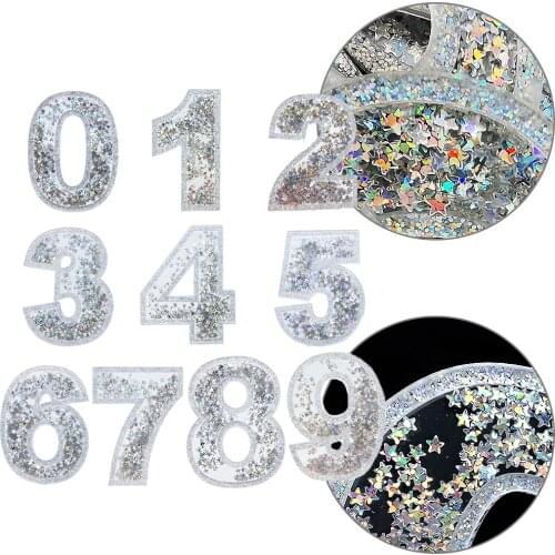 David accessories 5pcs/lot Number Silver Glitter Quicksand Sequins Flowing Acrylic DIY Bag Phone Cover Home Decoration,5Yc9260