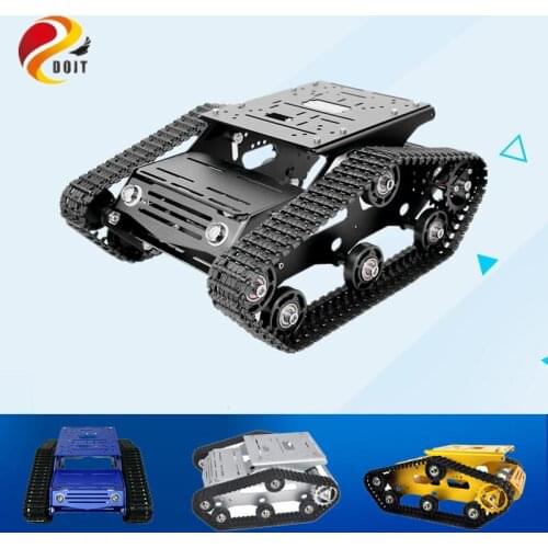 DOIT RC Robot Tank Chassis alloy Tracked Robotic Chassis RC Tank Interface Holes for Robot Project Graduation Design YP100