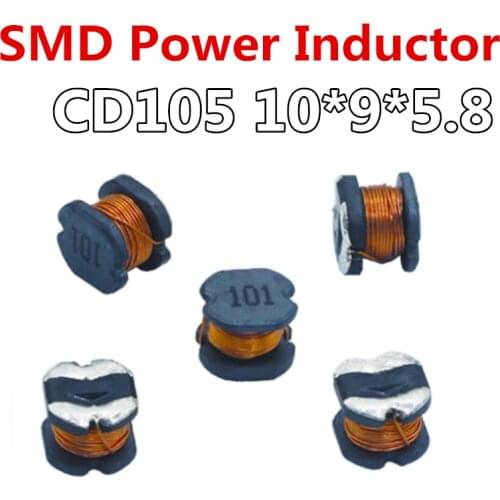 10pcs CD105 SMD Power Inductor 2.2UH 3.3UH 4.7UH 6.8UH 10UH 15UH 22UH 33UH 47UH 68UH 100UH 150UH 220UH 330UH 470UH 680UH 1MH
