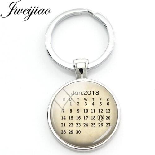 JWEIJIAO Custom Calendar Keychain,The Specific Date /month/year Calendar Key Chain Date Highlighted With Heart NA01