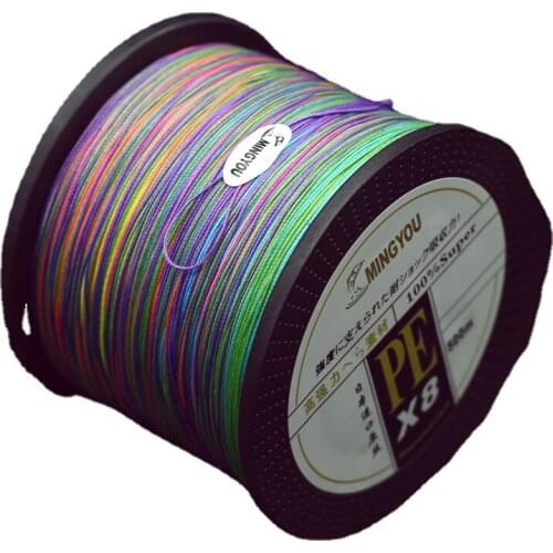Multicolor High Quality 500m Braided 4 Strands Fishing Line Strong Pulling Power Pesca Fishing Lure Wire PE Fishing Gear Wire