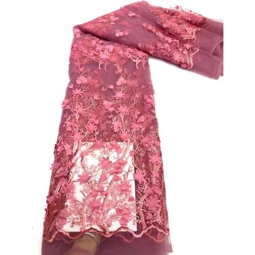 Latest African Lace Fabric And Feather 3d Design Nigeria Lace Fabric 2021 High Quality Lace Tulle French Lace Fabric ZX4424