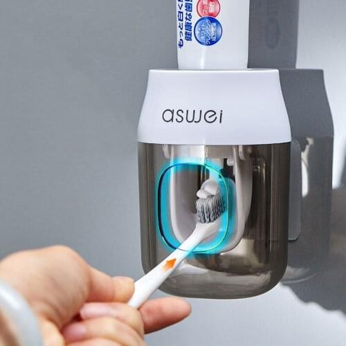 New Wall Mount Automatic Toothpaste Dispenser Bathroom Accessories Set Toothbrush Holder Wall Mount Stand Bathroom Accessories