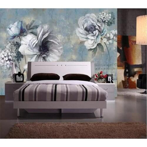 Beibehang Custom wallpaper 3d retro oil painting background wall abstract hand-painted oil painting retro flowers wallpaper 3d