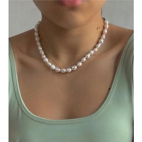 Fresh water pearl necklace 7-8MM non-standard Baroque pearl clavicle chain can be adjusted necklace