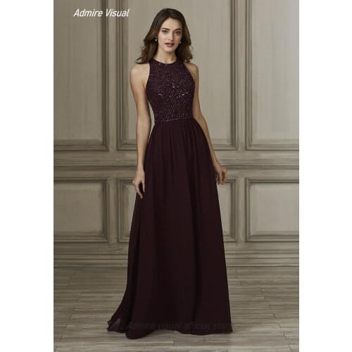 Bridesmaid-Dresses A-line Ever Pretty Honor Wedding O-Neck Neckline Beading Floor-Length Sleeveless Plus Size Vestido-De-Fiesta
