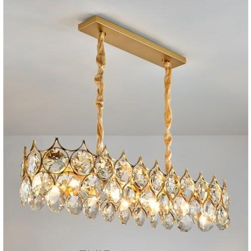 Nordic led restaurant pendant lights american bar counter rectangular lamps lighting simple / gold / crystal cafe hanging lamp