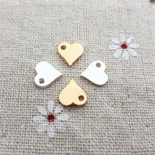 RONGQING 20pcs/lot 8*9MM heart shape gold silver charms for jewelry making DIY pendant wholesale Accessory handmade