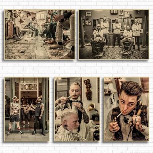 Tattoos Barber Shop Kraft Paper Poster Bar Cafe Living Room Dining room Wall Decorative Paintings