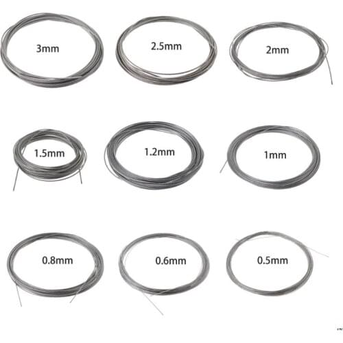 New 10m 304 Stainless Steel Wire Rope Soft Fishing Lifting Cable 7*7 Clothesline 0.5mm/ 0.8mm/1mm/1.2mm/1.5mm/2mm/2.5mm/3mm