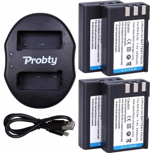 4Pcs Probty EN-EL9 EN EL9 Battery + Dual USB Charger for Nikon D700 D300 D100 D3000 D5000 D5100 D80 D60 D70s D70 D50 D40X D40