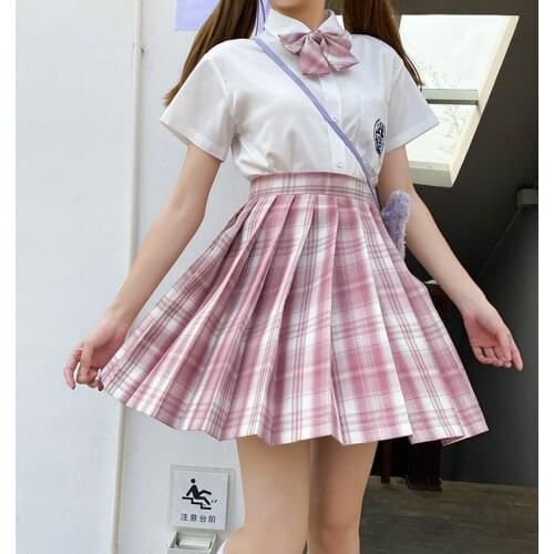 Women Pleated Skirts Japanese School Uniform High Waist Sexy Cute Mini Plaid Skirt Summer JK Uniform Students Clothes 18 Color