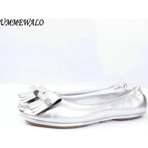 UMMEWALO Flat Shoes Women Genuine Leather Soft Ballet Flats Fashion High Qualiy Round Toe Ballerina Shoes Ladies Casual Shoes