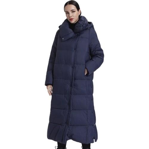 Womens Long Down Jacket Parka Outwear With Hood Quilted Coat Female Office Lady Cotton Clothes Warm Fashion Top Quality 19-079