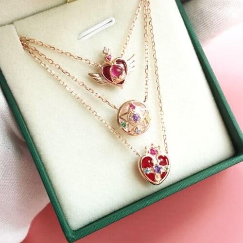 Japanese Anime Moon 925 Sterling Silver Necklace Pendant Women Sweater Necklace Cosplay Props Jewelry For Girls Presents