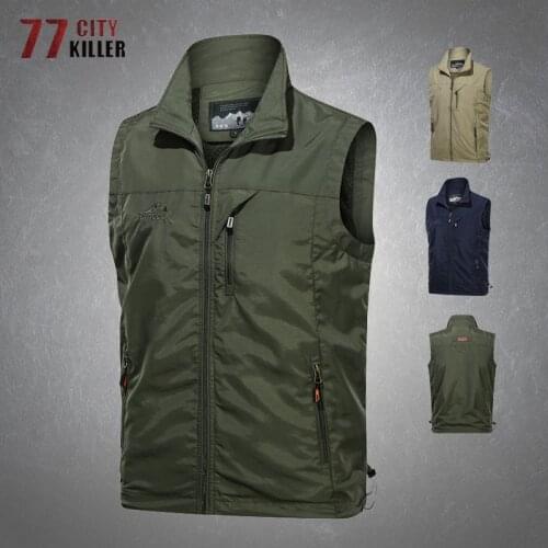 Cargo Tactical Vest Men Travels Multi-pocket Quick Dry Breathable Sleeveless Vest Male New Spring&Summer Casual Thin Mens Coats