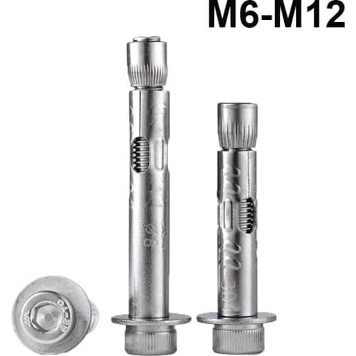 1Pcs 304 Stainless Steel Hexagon Hex Socket Head Built-in Expansion Screw Thread diameter M6-M12 Length 50-120mm