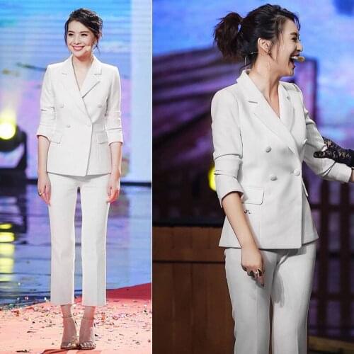 XL professional suit female XL-5XL suit female new female business coat double-breasted OL suit jacket + pants 2 sets