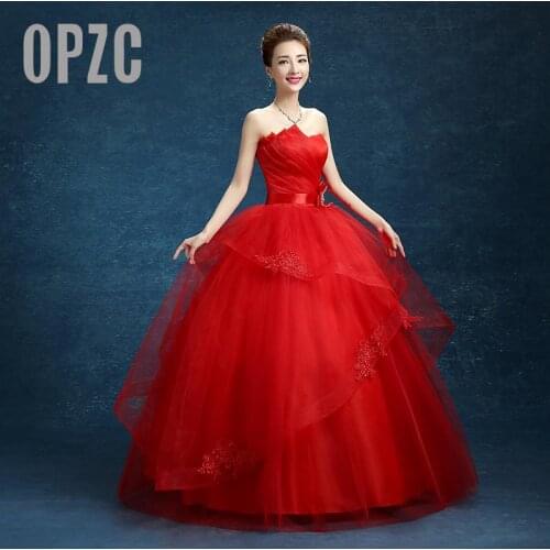 4 Design Fashion Classic 2020 New Strapless Cheap White Pink Red Embroidery Wedding Dress Romantic Bride Dress Vestidos De Noiva