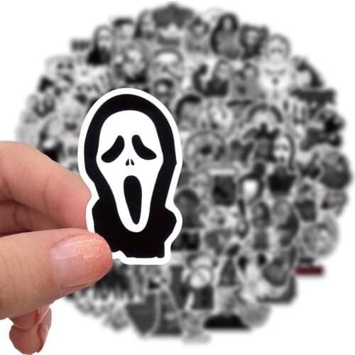 50/100PCS Black White Gothic Style Graffiti Horror Skeleton Stickers DIY Laptop Luggage Guitar Skateboard Car Decal Kids Toy