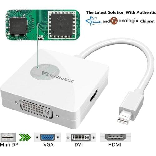 FOINNEX Mini DisplayPort to VGA HDMI DVI Adapter Thunderbolt to HDMI VGA DVI Adaptor for Mini DP Mac MacBook Pro Air/Projector