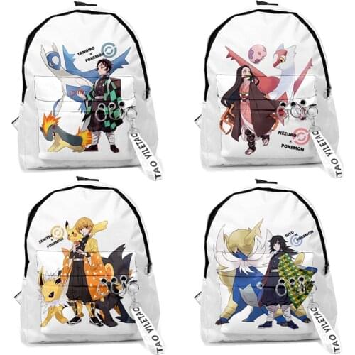Anime Demon Slayer Kimetsu no Yaiba Backpack Canvas Bag Pokem School Bags Nezuko Bags Girls Boys Travel Bag Mochila Notebook Bag
