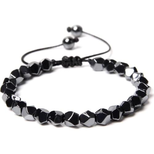 Hematite Bracelets For Men Women Magnetic Black Stone Geometric Braided Bracelet Health Cure Jewelry Unique Style Minimalist