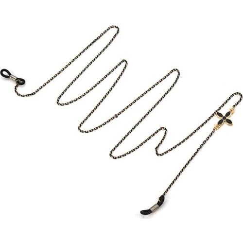 Black White Link Chain Clover Flower Eyeglasses Chains Glasses Rope Sunglasses Strap Cord Neck Band