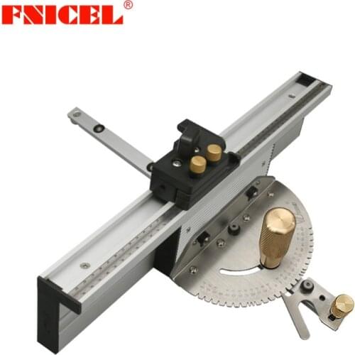 Woodworking Enhanced Fence Miter Gauge Set Table Saw Router Angle Miter Gauge Guide 450mm Alu Mortise Tenon and Flip Stopper
