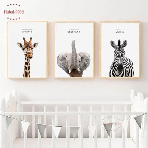 Baby Room Wall Decoration Animal Poster Deer Zebra Elephant Pictures Canvas Painting Nursery Wall Art posters and prints Nur66-1