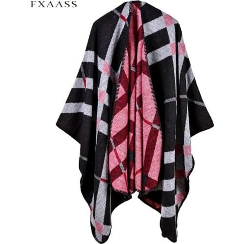 FXAASS New Autumn/Winter Shawl Fashion Poncho Women Scarf for Lady Luxury Blanket Cashmere Scarves Warm Pashmina Wholesale Cape